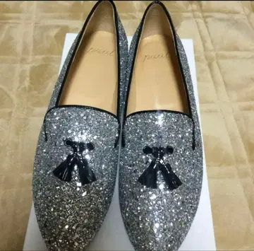 미사용 새상품 Paul 글리터 플랫슈즈 24.5 실버 라메
