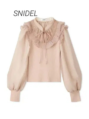 SNIDEL(스나이델) 플리츠 칼라 도킹 니트 풀오버 핑크