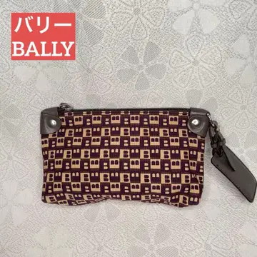 발리 BALLY 캔버스 파우치 가죽 빅 로고 이탈리아 로고