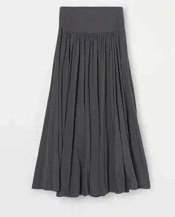 쓰리 도트 저지 레트 롱 스커트 차콜 그레이