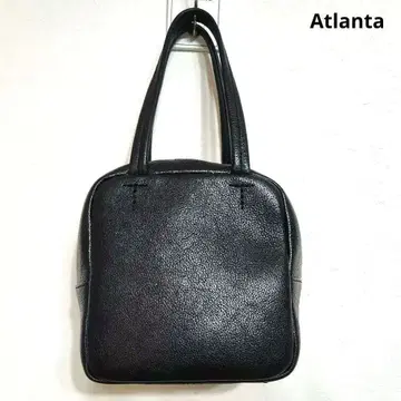 M+ Atlanta 큐브 백 천연 가죽 블랙 레더