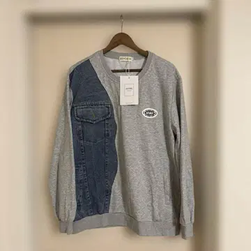 BEMCSHO 데님 도킹 맨투맨 그레이