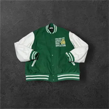 HOUSTON 바시티 자켓 그린/화이트