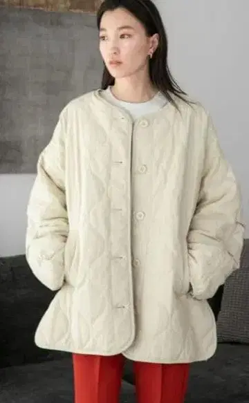 [ LOWRYSFARM ] 퀼팅 블루종 아이보리