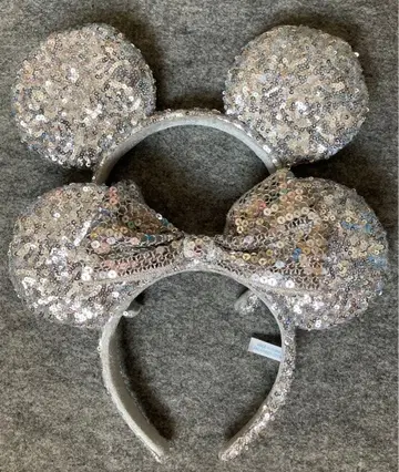 디즈니 머리띠 스팽글 리본 실버 미키미니 페어