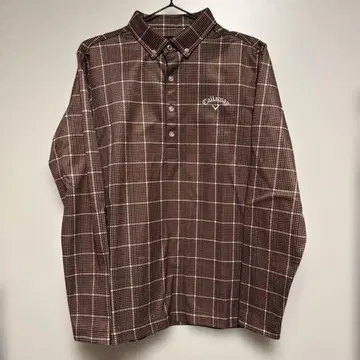 [ 새상품급 ] Callaway 체크 무늬 긴팔 피케 셔츠 L