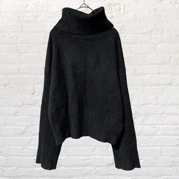 12465 mystic 오프 터틀 니트 스웨터 블랙 드롭 숄더