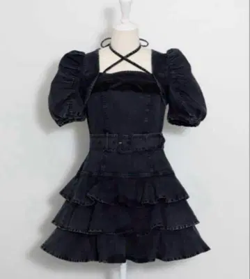 pium 티어드 프릴 미니 원피스