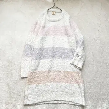 젤라또피케 | 원피스 룸웨어 옅은 배색 보더 포근하고 부드러운 루즈핏