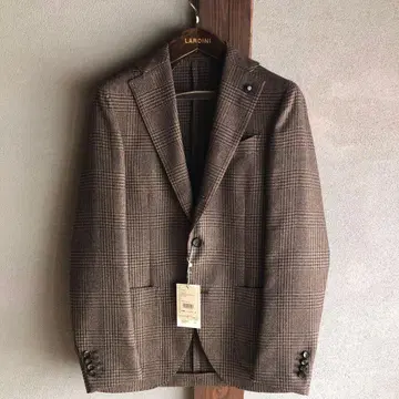 LARDINI brown glen check jacket 42
