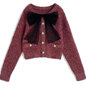 당일 발송 GRL 튤 리본 라메 니트탑[lt155] 보르도