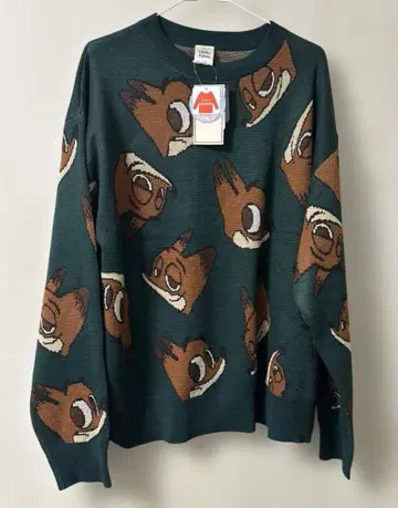 새상품 디즈니 주토피아 NICK 오버 사이즈 총무늬 니트