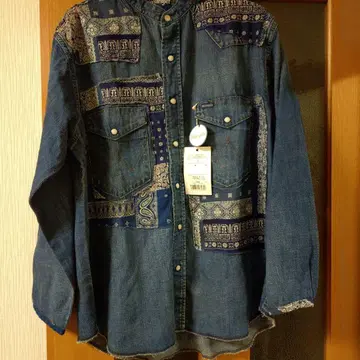 Wrangler 데님 셔츠 패치워크 택 포함 새상품