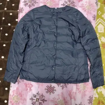 네이비 버튼식 다운 자켓