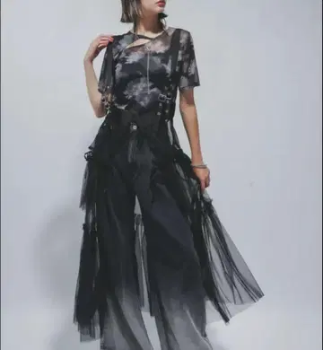 HARE 서스펜더 튤 벨트 스커트 블랙