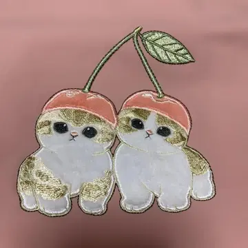 mofusand 고양이와 체리 자수 토트백