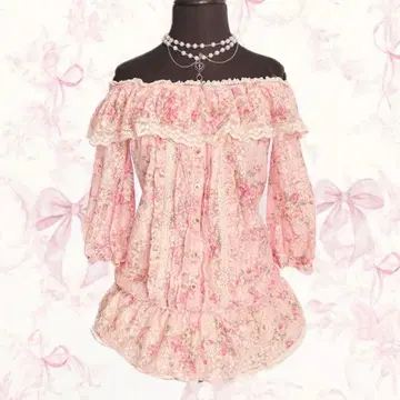 y2k LIZ LISA 오프숄더 꽃무늬 파워넷 공주 갸루 헤이세이