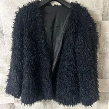 ANAP 블랙 인조 모피 자켓 M