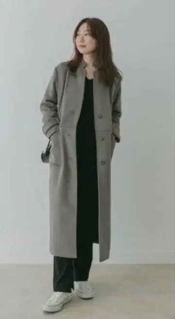 KBF 포켓 디자인 울 코트 그레이