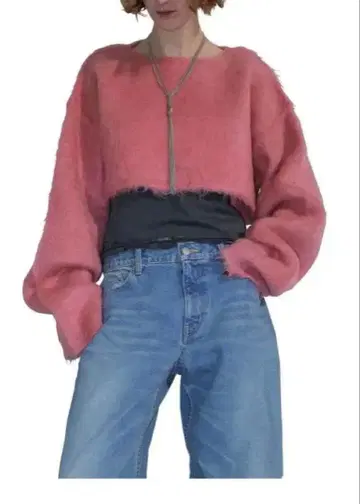 perverze Wide Knit Top and Scarf / Pink