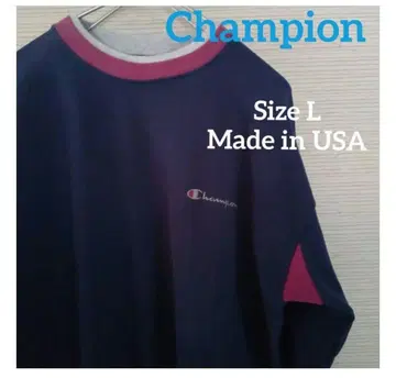 90s 파랑 자수 택 챔피온 바이컬러 맨투맨 사이즈 M 미국제