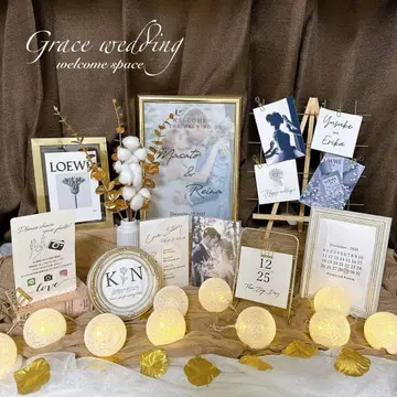 겨울 결혼식 골드 웰컴 스페이스 묶음 판매 결혼식 미르헤덴풍 잡화 천