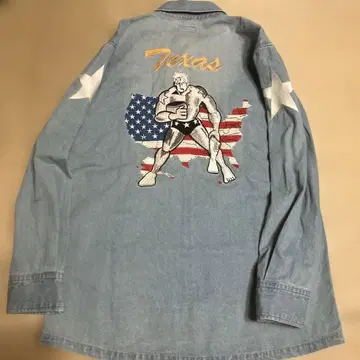 KMA 근육맨 테리맨 데님 셔츠 자수