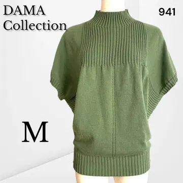 [다마 컬렉션] 리브 절개 니트탑 고급 그린 성숙 캐주얼 (M)