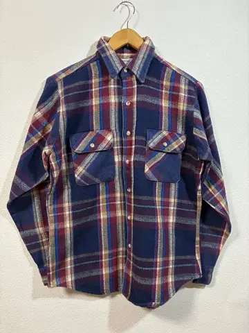 80s 파이브 브라더 헤비 플란넬 셔츠 USA제 레어 컬러 다크 계열