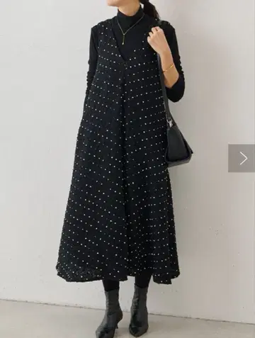 BEARDSLEY 도트 트위드 플레어 원피스