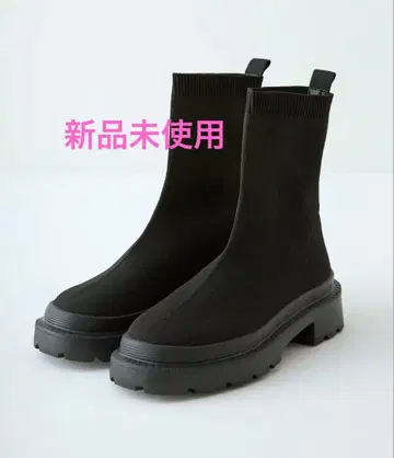 [ 미사용 새상품 ] 스트레치 니트 삭스 부츠 블랙 24cm