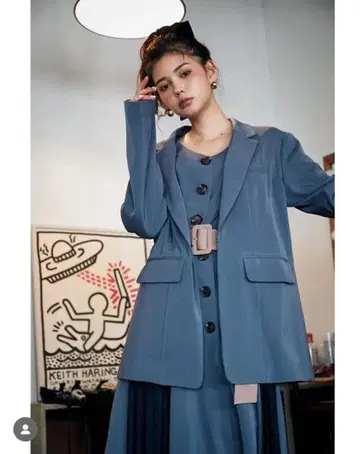 [ 새상품급 ] 레이디 아젤 3피스 셋업 네이비 M