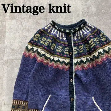 노르딕 무늬 손뜨개질 두툼한 핸드 니트 가디건