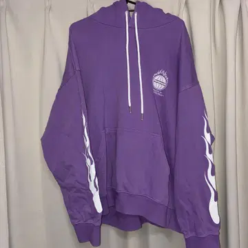 소매 프린트 후드티 보라색