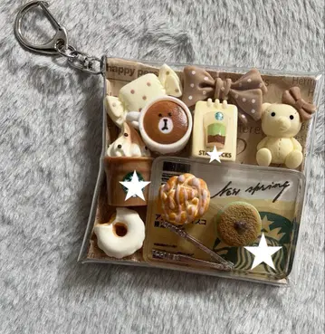 가챠 파우치 [ 리본 곰돌이 카페 빵 ]