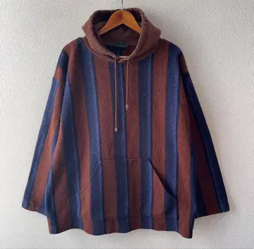 90s GREATLAND 스트라이프 플리스 후드티 풀오버 구제 의류