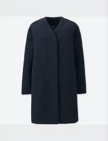 유니클로 보아 플리스 노카라 코트 네이비