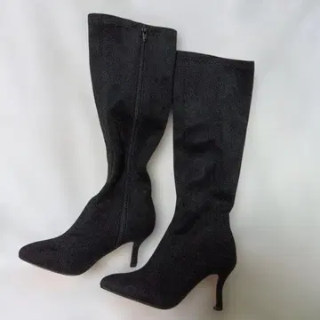 menue 므뉴 블랙 스웨이드 하이힐 롱 부츠 S