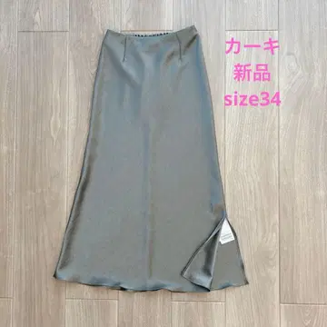 미사용 새상품 IENA 더블 새틴 스커트 카키 새틴 스커트 이에나