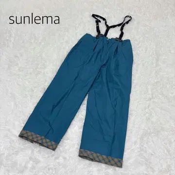 sunlema 서스펜더 팬츠 와이드 체크 절개 레트로 빈티지