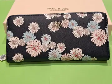 [새상품, 미사용] PAUL & JOE 꽃무늬 장지갑 네이비