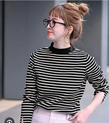 B.C STOCK 소우바리 긴팔 하이 게이지 니트 베이 재고 상의 니트