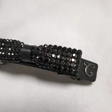 스와로브스키 리본형 헤어 머리핀 7cm 블랙