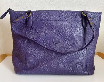 ANNA SUI 엠보싱 가공 토트백 보라색
