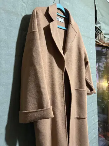 ZARA 카멜 롱 가운 코트 슬릿