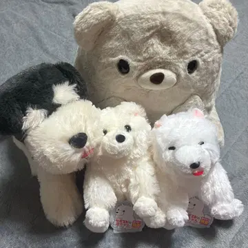 푹신푹신 봉제 인형 강아지 곰 4세트 슈나우저 사모예드 아기