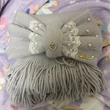 LIZLISA 리즈리사 샤기 리본 스톨 머플러 블루