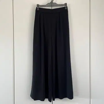 블랙 와이드 팬츠 허리밴딩