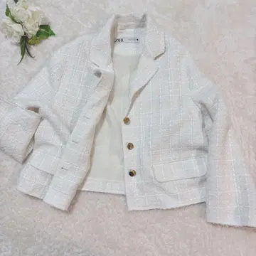 당일 발송 새상품급/화이트 트위드 패턴 테일러드 자켓 입학식 졸업식