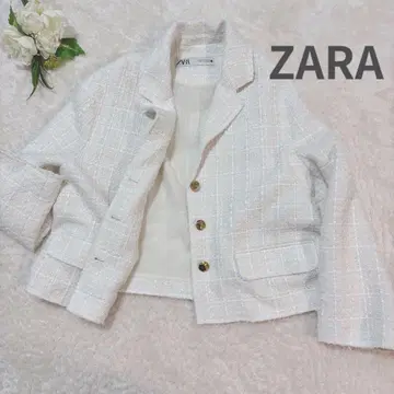 당일 발송 새상품급/ZARA 화이트 트위드 패턴 자켓 입학식 졸업식